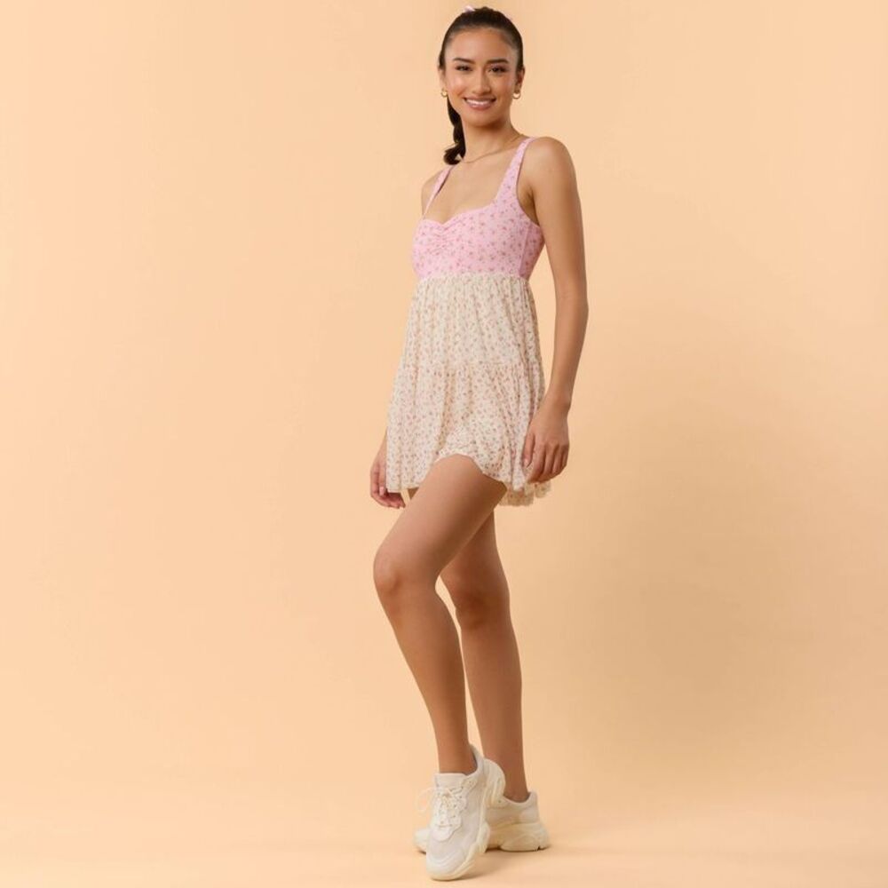 Blogilates - Women's Sweetheart Babydoll Dress - Pin Pink Floral - Picture 5 of 5